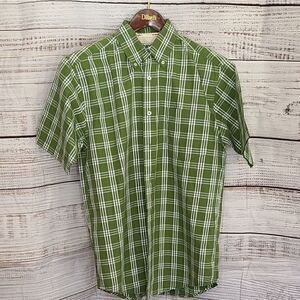 225 - Wrangler Hero Green Plaid Casual Button Pocket Cotton Shirt Men's Small